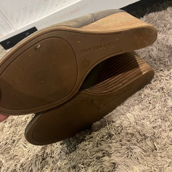 Lucky Brand Taupe Wedge Peep-Toe Booties - Picture 4 of 6